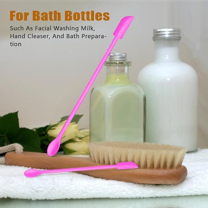 Silicone Spatula Set (6Pcs) - Mini Scraper Tool for Beauty & Food （Reach Every Last Drop - Multi-Size Spatulas for Makeup Jars, Lotion Bottles & Kitchen Containers） (Pink)