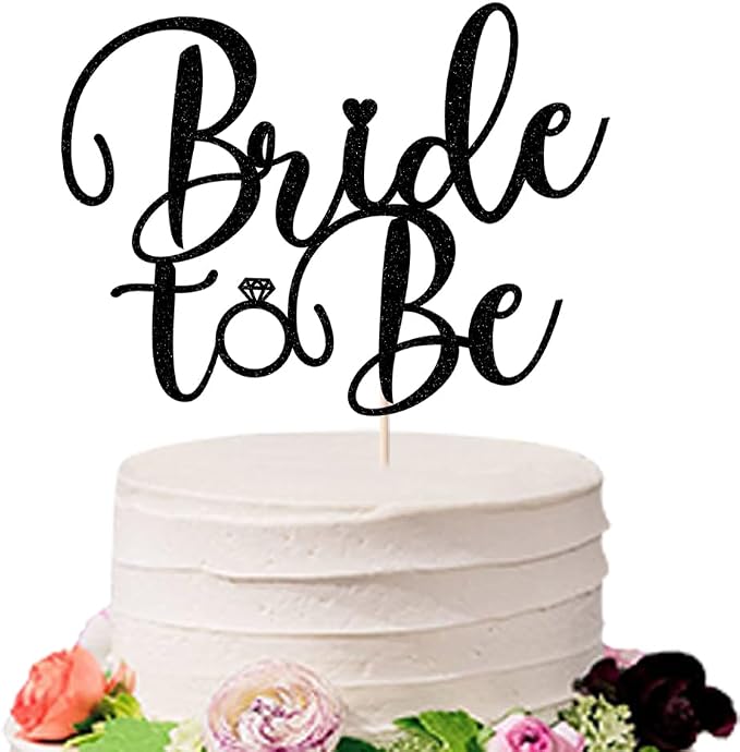 Glitter Bride to Be Cake Topper - Bridal Shower Cake Topper,for Wedding Shower/Engagement/Bachelorette/Hen Party Decorations (black)