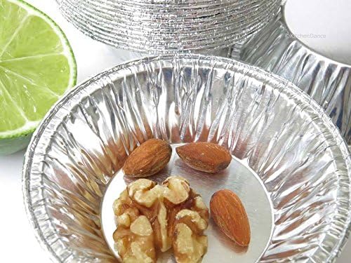 KitchenDance Disposable Aluminum Mini Tart Pans without Lids - 3 Inches Round Aluminum Foil Mini Pie Pan, Baking Pan Perfect for Home, Restaurants, or Events, #301, Pack of 100