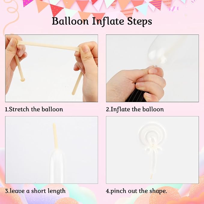 260 Clear 100 Pcs Long Balloons for Tying Arch - White Latex Animal Twisting Balloons for Back to School