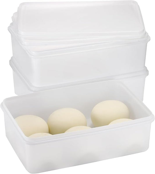 Pizza Dough Proofing Box, Pack of 3 Stackable Proofing Container with Lids, Fits 4 Pizza Balls(12.6x8.7 Inches), Professional Dough Box for Firdge, Kitchen, Picnic (Small)