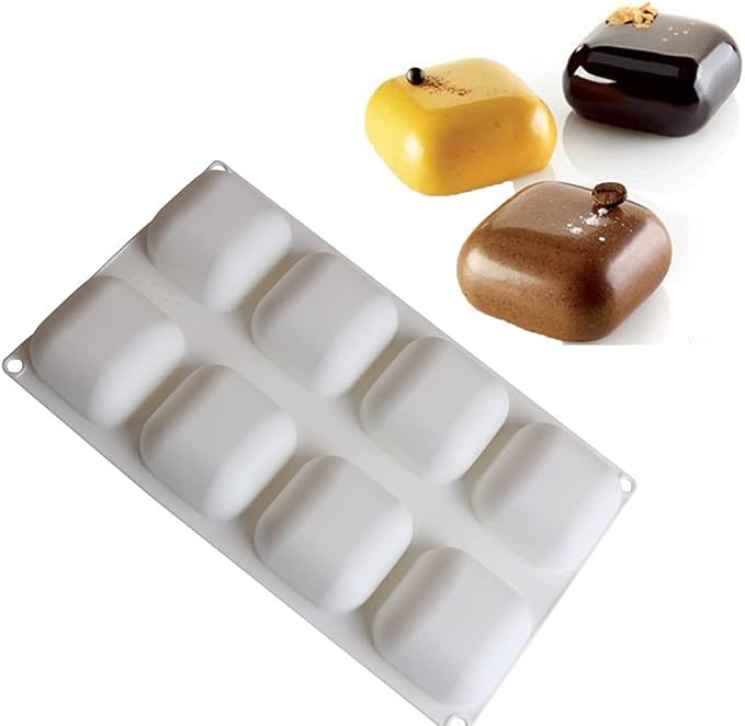 8 Cavity Square Silicone Mold For Doughnut Dessert Baking Pan Ice Cream Biscuit Cake Tools DIY Soap Mould Use Steam Oven
