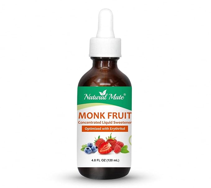 Monk Fruit Liquid Sweetener (Optimized with Erythritol) 4 FL OZ (120 mL) – Glass Bottle | 1 Pack