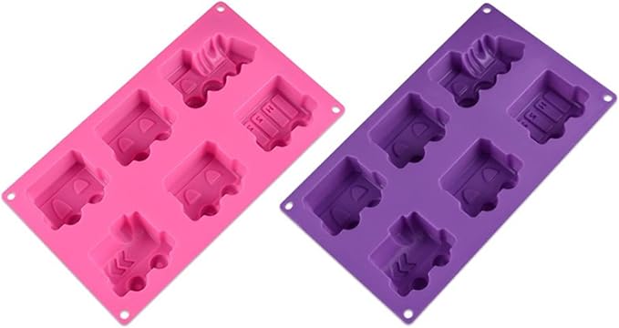 FantasyDay 1 Pack Cartoon Train Silicone Muffin Mold & Cupcake Baking Pan for Birthday Theme Party, Muffin Cups, Ice Cube, Soap, Wafer, Cake, Tart, Pie, Flan, Dough, Donut