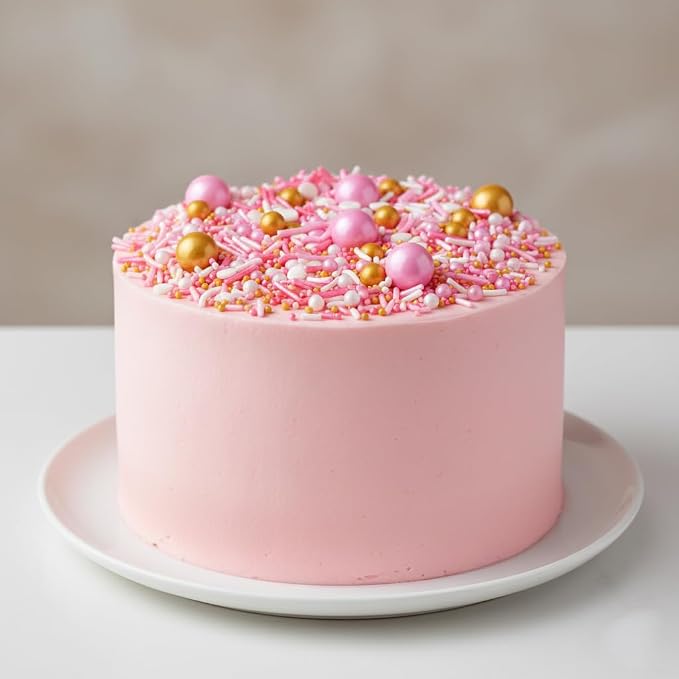 Pink, White and Gold Pearls and Sprinkles Mix 4.4 oz, Sprinkles For Cake Decorating, Baking, Ice Cream & More, The Hampton Candy Company