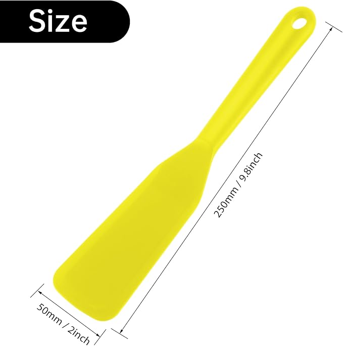 2 Pack Silicone Thin Omelet Turner, Heat Resistant Long Crepe Spatulas for Nonstick Cookware, Pancake Spatula for Egg Cake Pizza Steak Omelet Crepes (Yellow)