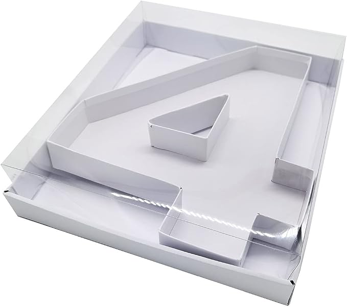 WENPACK 12.5" Cardboard Number Shaped Mache Strawberries Fillable Sweets Candy Box with Clear Lid (White, 4)