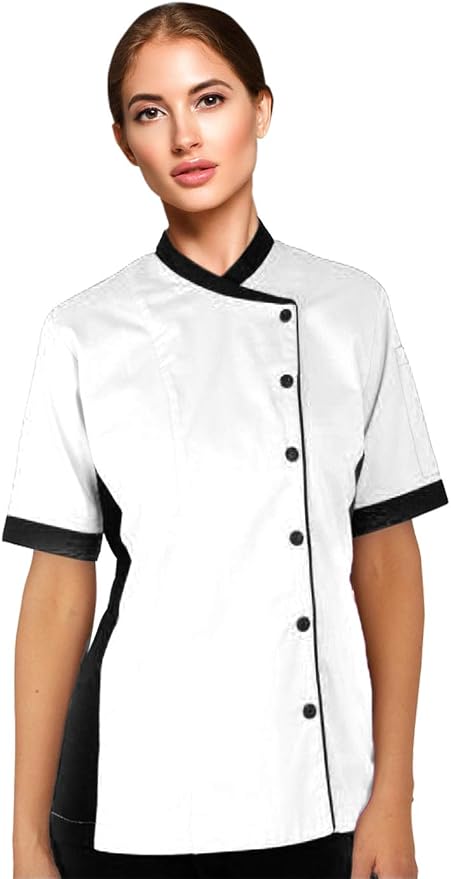 Short Sleeves Only Women's Ladies Side Mesh Chef's Coat Jacket
