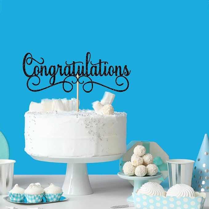 Congratulations Cake Topper, Class of 2026 Cake Topper, Congrats Grad Party Decorations Supplies, High School Graduation/College Graduate Party Decoration Supplies (Black)