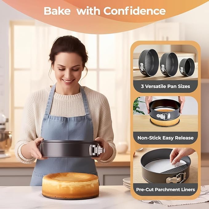 4" Springform Cake Pan - Carbon Steel Non-Stick, Removable Bottom, Ideal for Mini Cheesecakes & Single-Serve Bakes