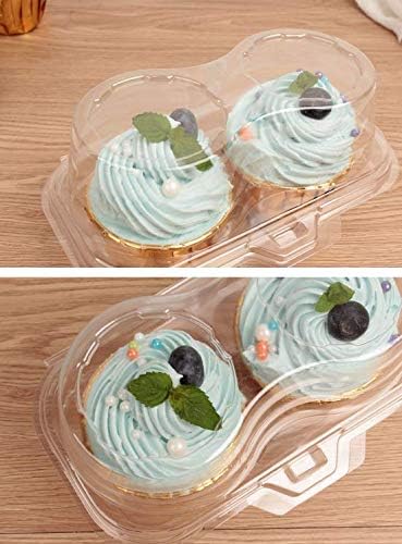 Leoyoubei Double Cupcake Container,2 Compartment Cupcake Container - Deep Cupcake Carrier Holder Box - Clear - Stackable - Clamshell Cupcake Container Ideal to Carry Cupcakes or Birthday Party (10)
