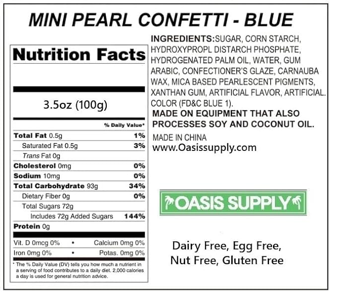Oasis Supply Baby Shower Sprinkles & Sugar Shapes – Edible Decorations for Cakes, Cupcakes, and Cookies – Gender Reveal, Boy, Girl, and Neutral Party Baking Decorations - Blue Pearl Quin Sprinkles