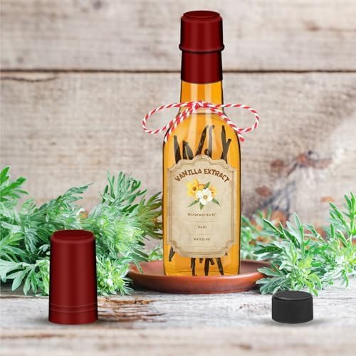 16 Pack Glass Vanilla Extract Bottles 5 oz with Lids, Vanilla Extract Labels, Shrink Band and Funnel, Glass Jar Vanilla Bottles for Syrup, Jars for Vanilla Extract