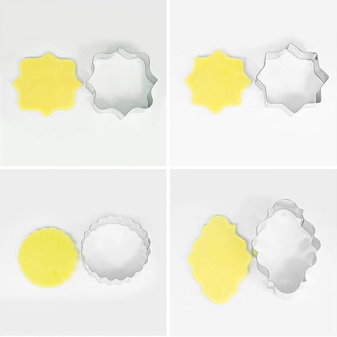 10 PCS Plaque Frame Cookie Cutters Set Fondant Tiles Biscuit Cutter Molds for Cookie Fruit Shapes