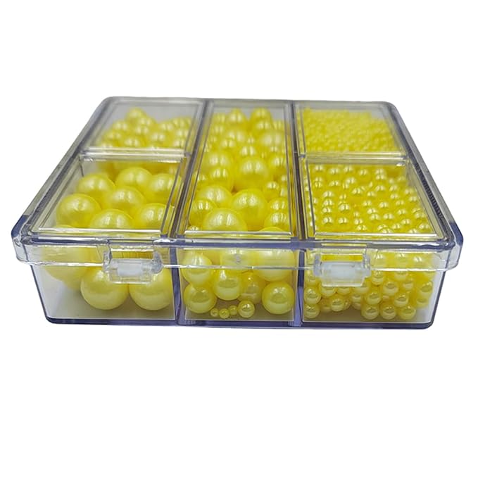 Yellow Pearl Sprinkles for Baking, 4 Sizes Mix Size, Edible Pearls for Cupcake Topper, Ice Cream, Cookie, Donuts, Cake Decorating (2mm, 4mm, 7mm, 10mm)