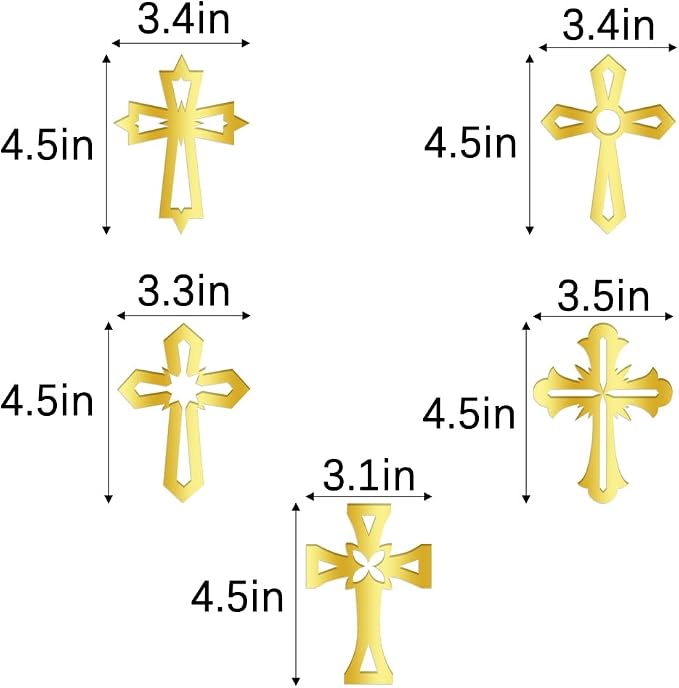 10 Pieces Gold glitter Acrylic Cross Cake Topper,Baptism,First Communion,Baby shower cake topper,Religious cake decorations