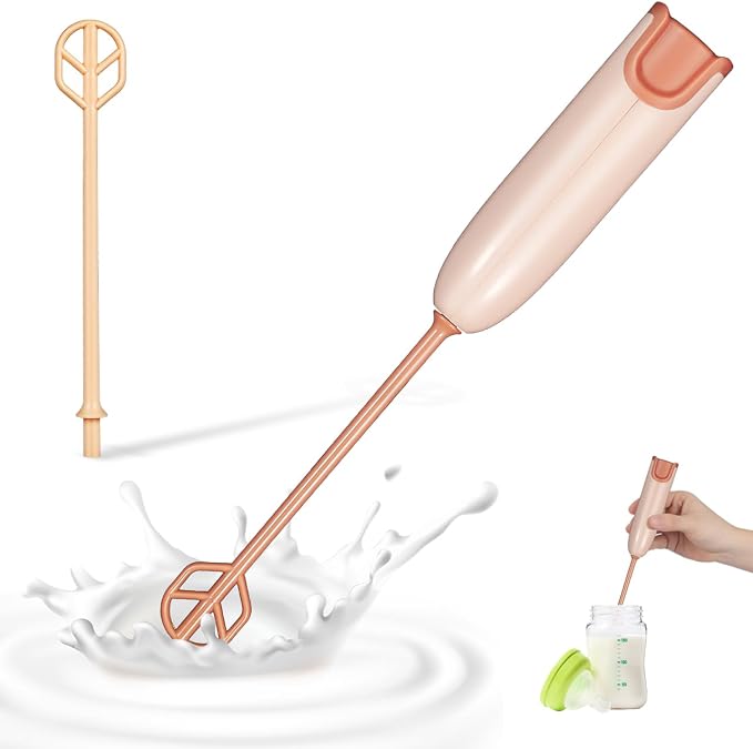 1 Set Baby Milk Powder Mixer Handheld Drink Stirrer, Light Brown Detachable Battery Operated, Newborn Nutrition Protein Coffee Kitchen Blending
