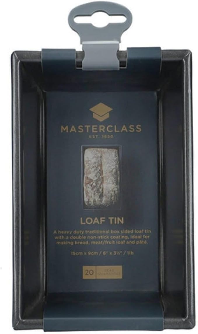 MasterClass KCMCHB41 1 lb Loaf Tin with PFOA Non Stick, Robust 1 mm Carbon Steel, 15 x 9 cm Small Bread Pan, Grey