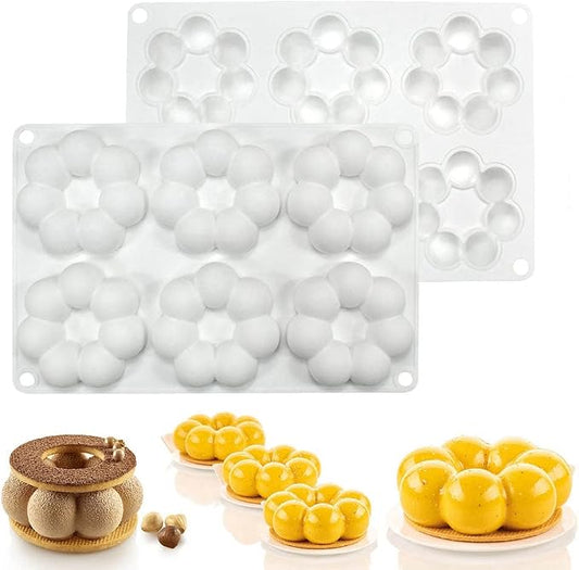 mostsom Silicone Mold Flower Shaped Silicone Donut Molds, Baking Pans, 6-Cavity Reusable Cake Maker Cookie Tray for Kitchen, Dishwasher, Oven, Microwave, Freezer Safe (Flower Donut J)