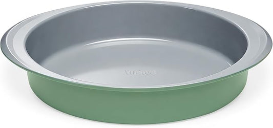 9 Inch Nonstick Round Cake Pan with Handle, Ceramic Coating PFOA PFAS PTFE Free, Aluminized Steel, Oven Safe 550°F, Dishwasher Safe, For Layer Cakes Cheesecakes and Brownies (Pistachio Green)