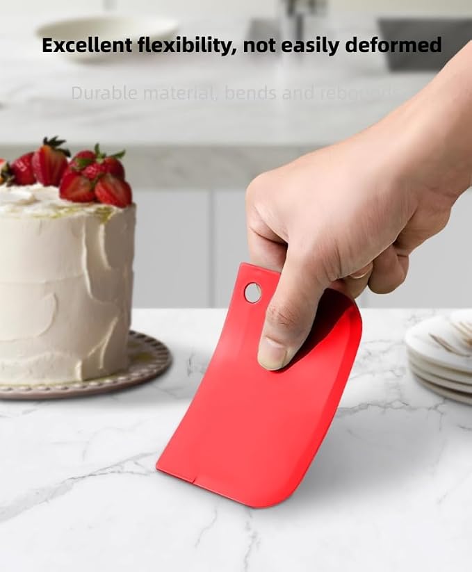 Cake Decorating Scraper Set, 6 Piece Plastic Icing Smoother Tools, Serrated and Flat Edge Dough Scrapers for Baking, Pastry, Bread, Pizza, 2.95-4.81 Inch (green)