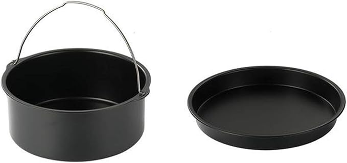 2pcs/set Universal Air Fryer Accessory set Steel Pizza Pan Baking Cake Barrel For Gourmia