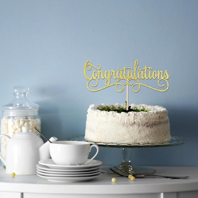 Congratulations Cake Topper, Class of 2026 Cake Topper, Congrats Grad Party Decorations Supplies, High School Graduation/College Graduate Party Decoration Supplies (Gold)