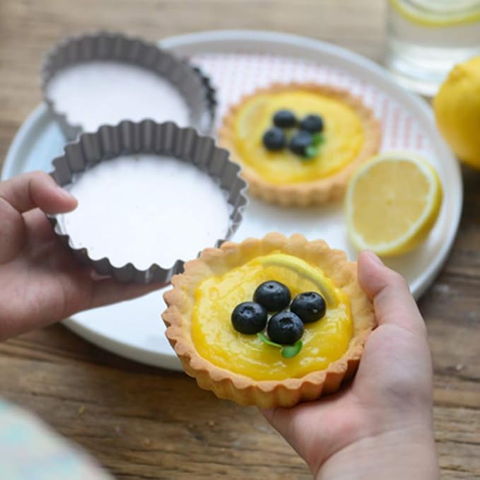 Webake 4 Inch Mini Tart Pan Set of 6, Non-Stick Small Tart Mold Quiche Pans with Removable Bottom Mini Tart Tins (Pack of 2)