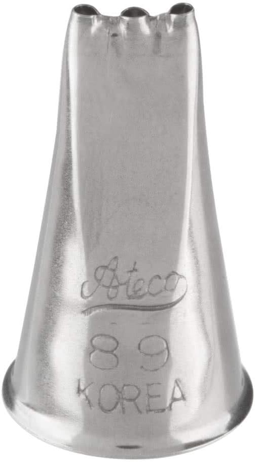 Ateco 89 3-Hole Open Star Piping Tip for Baking, Silver, Stainless Steel