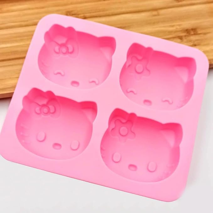 INKU 4 Cups Hello Kitty Silicone Fondant Cake Mold,Ice mold,Chocolate tray,Birthday Cake Decoration 4 Inch silicone Cake mold soap cake chocolate decorations