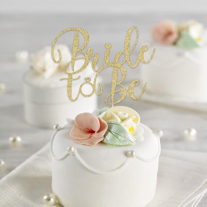 Glitter Bride to Be Cake Topper - Bridal Shower Cake Topper,for Wedding Shower;Engagement;Bachelorette;Hen Party Decorations (golden)
