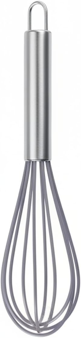 Silicone Coated Whisk, Stainless Steel Wire Balloon Whisk for Non-Stick Cookware, Mixing Tool for Eggs Batters and Sauces (1 PC)