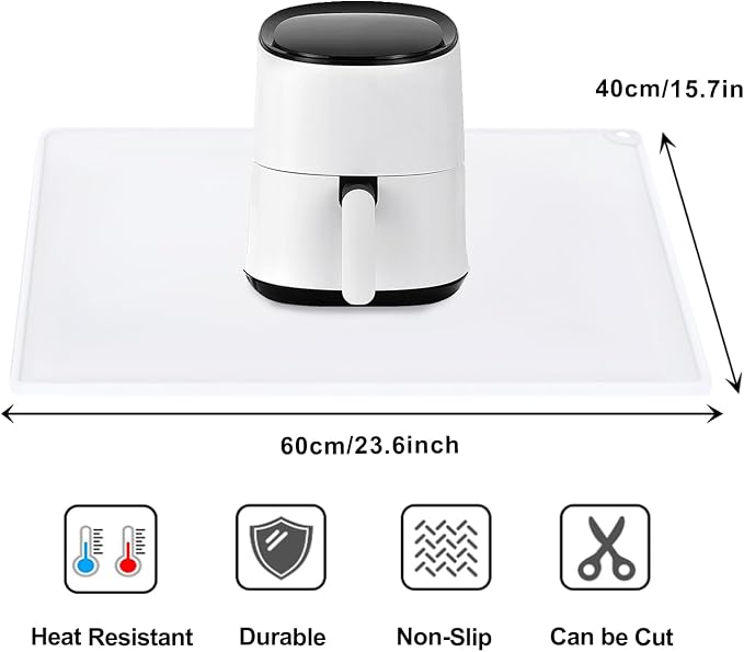 Standard Translucent Baking Mats for Kitchen Counter-Food Grade Kids Dinner Table Placemat Craft Mat Non-Slip Countertop Protector Mat with Raised Edges for Air Fryer(1Pack 23.6'' x 15.7'')