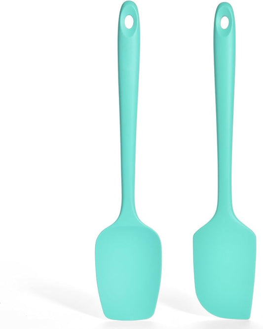 2 Pieces Silicone Spatula Set: Ironberry 600ºF Heat Resistant Food Grade Cooking & Baking Utensils, Kitchen Flexible Nonstick Rubber Scraper for Scraping, Mixing, Scrambling, Flipping (Aqua Sky)