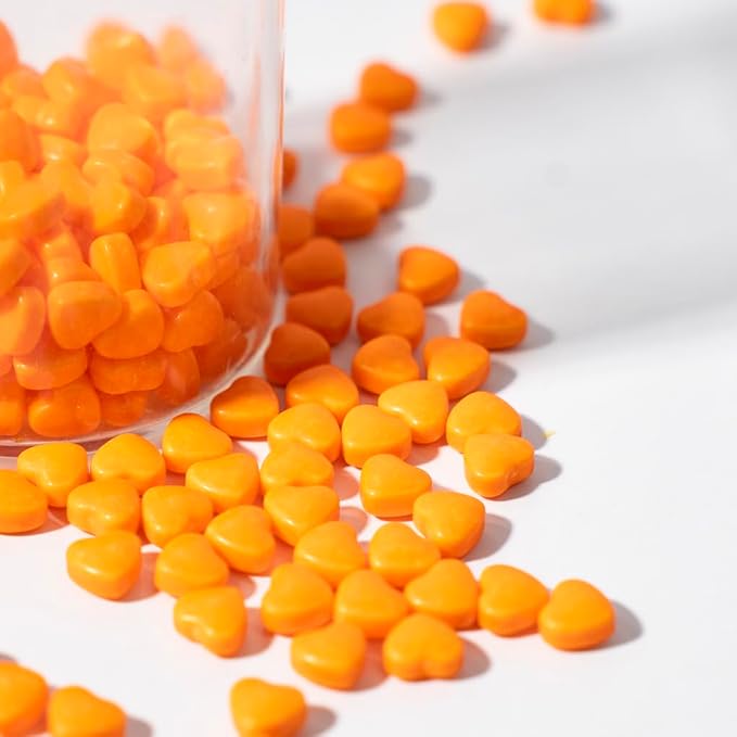 NIPEOR Orange Heart Sprinkles for Cake Cupcake Decorations,Edible Pearl Sprinkles 4.6oz/130g Edible Sprinkle Topping Sprinkles, Heart Sprinkles for Cake Decorating,Cupcake Sprinkles,Orange Sugar Candy Sprinkles (Orange Small Heart)