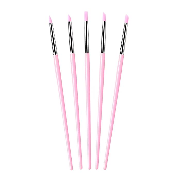 5Pcs Silicone Sculpting Tools, Pink Clay Sculpting Tools, Multi-Shape Silicone Brushes, Pottery Modeling Tools for Polymer Clay, Ceramics, Nail Art, Fondant & Craft DIY