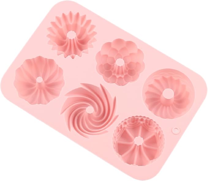 6 Cavity Mini Bundt Cake Pans Mold Fluted Tube Silicone Chocolate Molds For Candy Chocolate