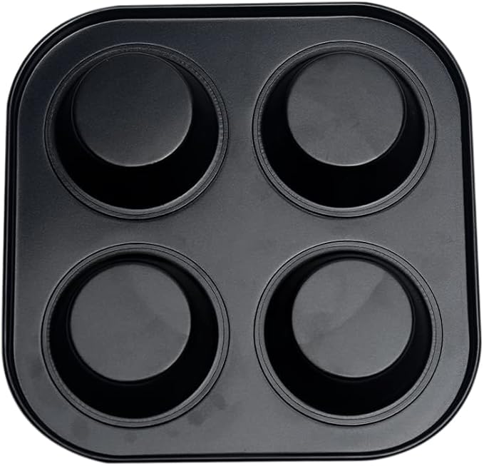 4-Hole Muffin Pan, Bakeware Non-stick Cupcake Baking Pan Mini Pie Pans, Heavy Duty Carbon Steel Muffin Tray Standard Baking Mold Pan for Oven Bakings (COLOR:Black, 1pc)