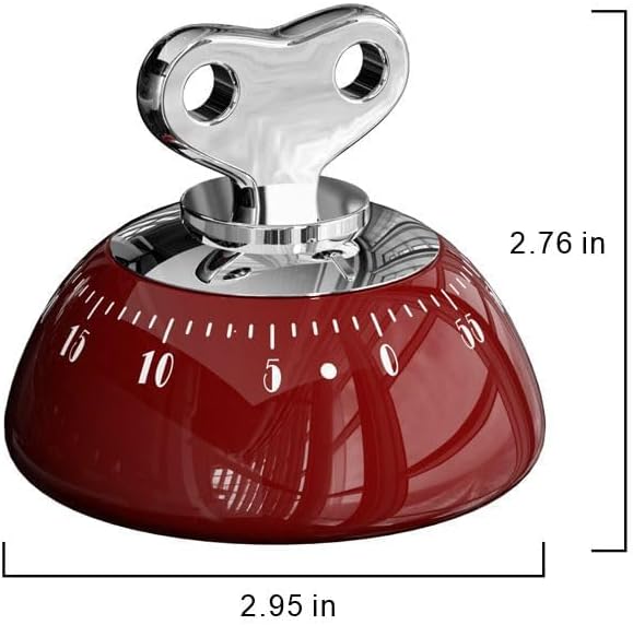 Retro Mechanical Kitchen Timer, Red, 60-Minute Countdown with Magnetic Back, Wind-Up Design, Loud Alarm for Cooking, Home Use (red and Plastic Material)