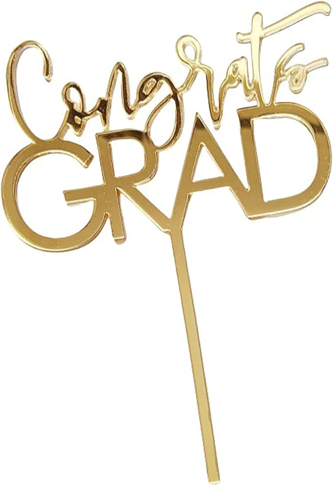 Congratulations Cake Topper - Mirror Acrylic Congrats Cake Topper - Graduation, Wedding, Retirement, Birthday, Anniversary, Celebration Party Decorations