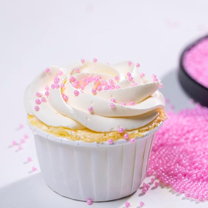 Pink Pearl Sprinkles130g/4.6oz Edible Pearls for Wedding Cake Decorations,Cake sprinkles,Cookie sprinkles,Sugar Pearl, Edible Candy Pearlsfor Cake Cupcake Decorationg(4mm-Pink)