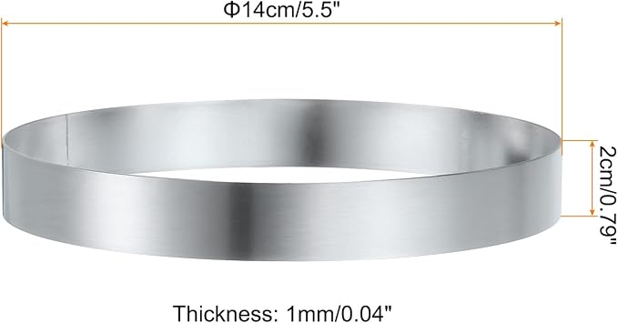 HARFINGTON 2Pcs Round Cake Ring 5.5 x 1 Inch Seamless Stainless Steel Pastry Mousse Dessert Ring Mirror Coating for Baking Cooking English Muffins Crumpet Making Tool