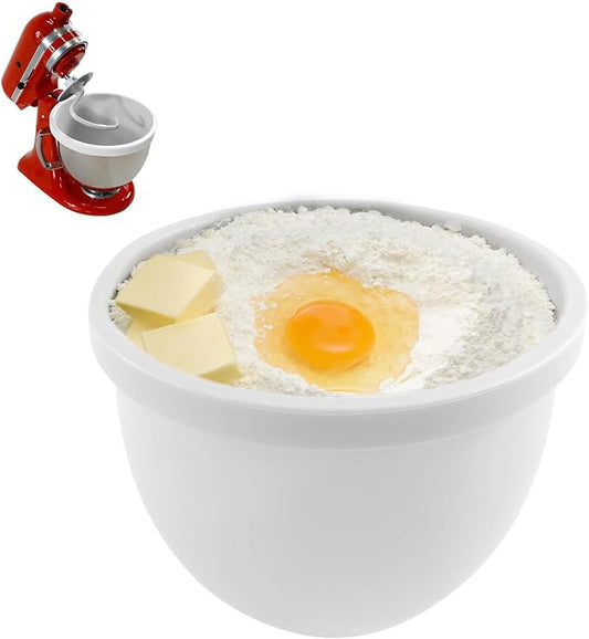Silicone Liner for KitchenAid 5 Qt Tilt-Head Stand Mixer, Odourless,Thicker, Cold/Heat-Resistant & Non-Stick, Easy Clean, Fits 5 Quart Mixing Bowl with Lid，White