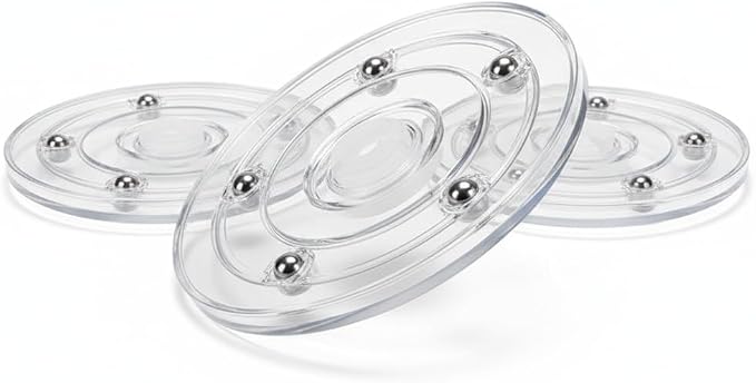 3 Pack 5.9 Inch Clear Small Lazy Turntable, 360° Ball Bearing Turntable Swivel Base, Smooth Rotating Tray for Kitchen Cabinet Organizer, Cake Decorating & Countertop Display