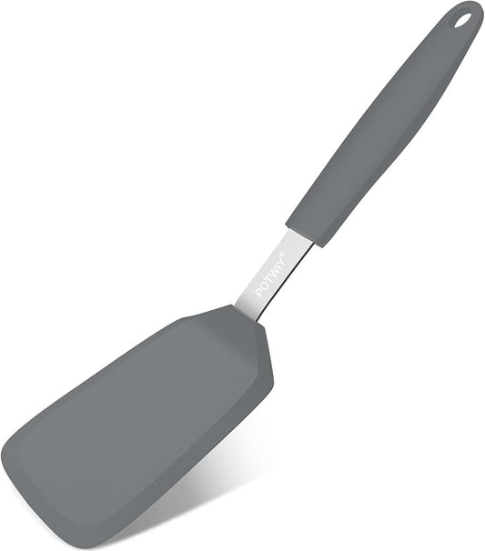 Silicone Spatula, 13 x 3.2 In, 600°F Heat Resistant (Gray) | Flexible Turner, BPA Free, Non Scratch for Non Stick Frying Pan, Kitchen Cooking, Flipping, Dishwasher Safe