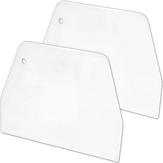 YARNOW 2 PCS Large Plastic Dough Scraper for Baking, Trapezoidal Bench Cutter and Flexible Bowl Spatula for Bread Cake Decorating, Fondant Icing Smoothing Tool, White