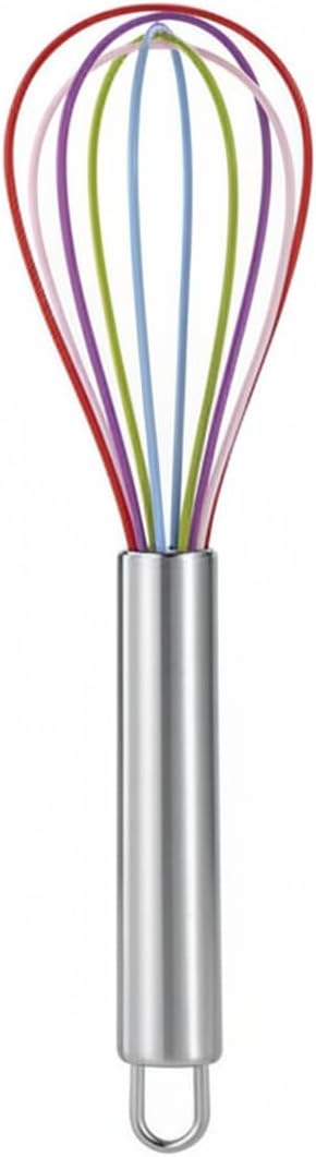 Silicone Whisk, Non-Scratch Coated Wires with Stainless Steel Core for Mixing Batters and Sauces in Nonstick Cookware, 13 Inch (1 PC)