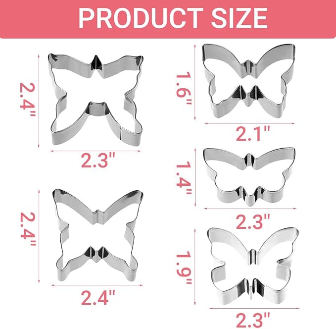 5PCS Butterfly Small Cookie Cutters Set holiday cookie cutter set for Baking Homemaking Cookie Biscuits Dough