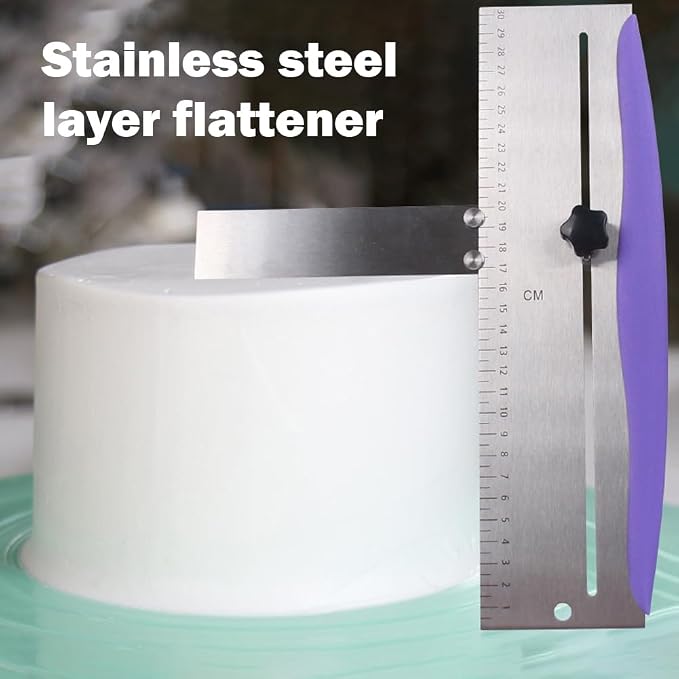 12 Inch Stainless Steel Cake Scraper, Cake Scraper Smoother Leveler and Smoother, Icing Spatula, cake leveler adjustable Kitchen Spatula for Mousse, Cheese, Cream Cake, 30.5 * 9cm