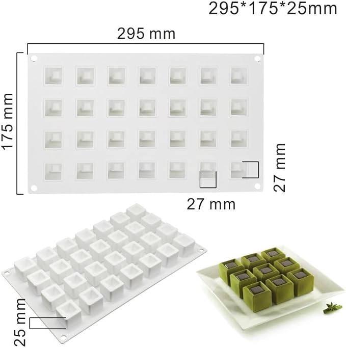 Epoxy Resin DIY Ice Cube Mold - 28 Grid Square Silicone Mold (11.8 x 7 x 1 inch)